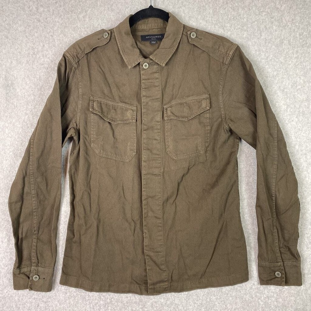 AllSaints Shirt Mens S Green Hauptmann Long Sleeve